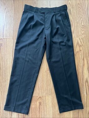 Stafford Coolmax Black Pleated Dress Trousers